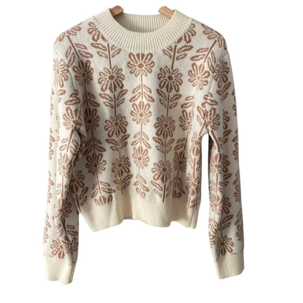 &Merci Floral Paisley Sweater - Cream Taupe - Large